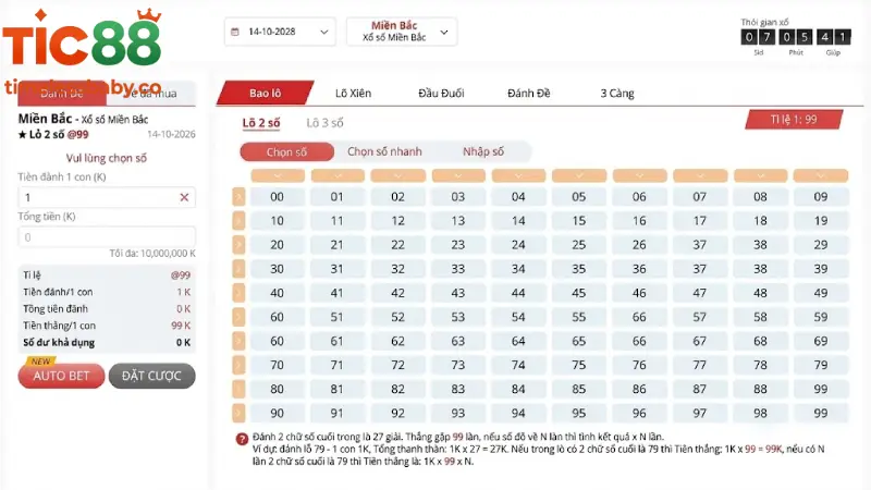 Các Form Hình Thức Đặt Cược Số Đề TIC88 Phổ Biến